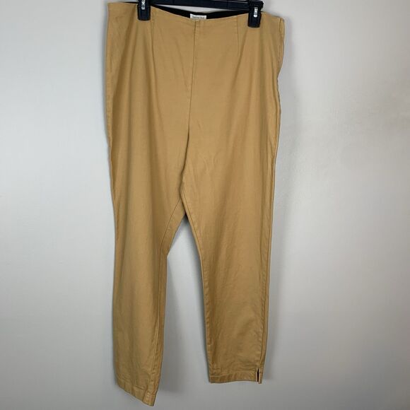 Garnet HIll Comfort Trousers Dark Khaki Pull On Pants SIde Zipper Women’s 12 - Picture 1 of 9